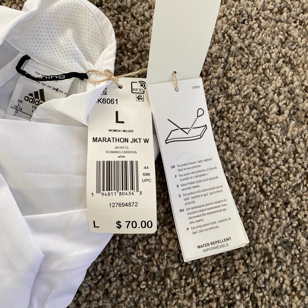 White Adidas Marathon Jacket - Large - Picture 8 of 8